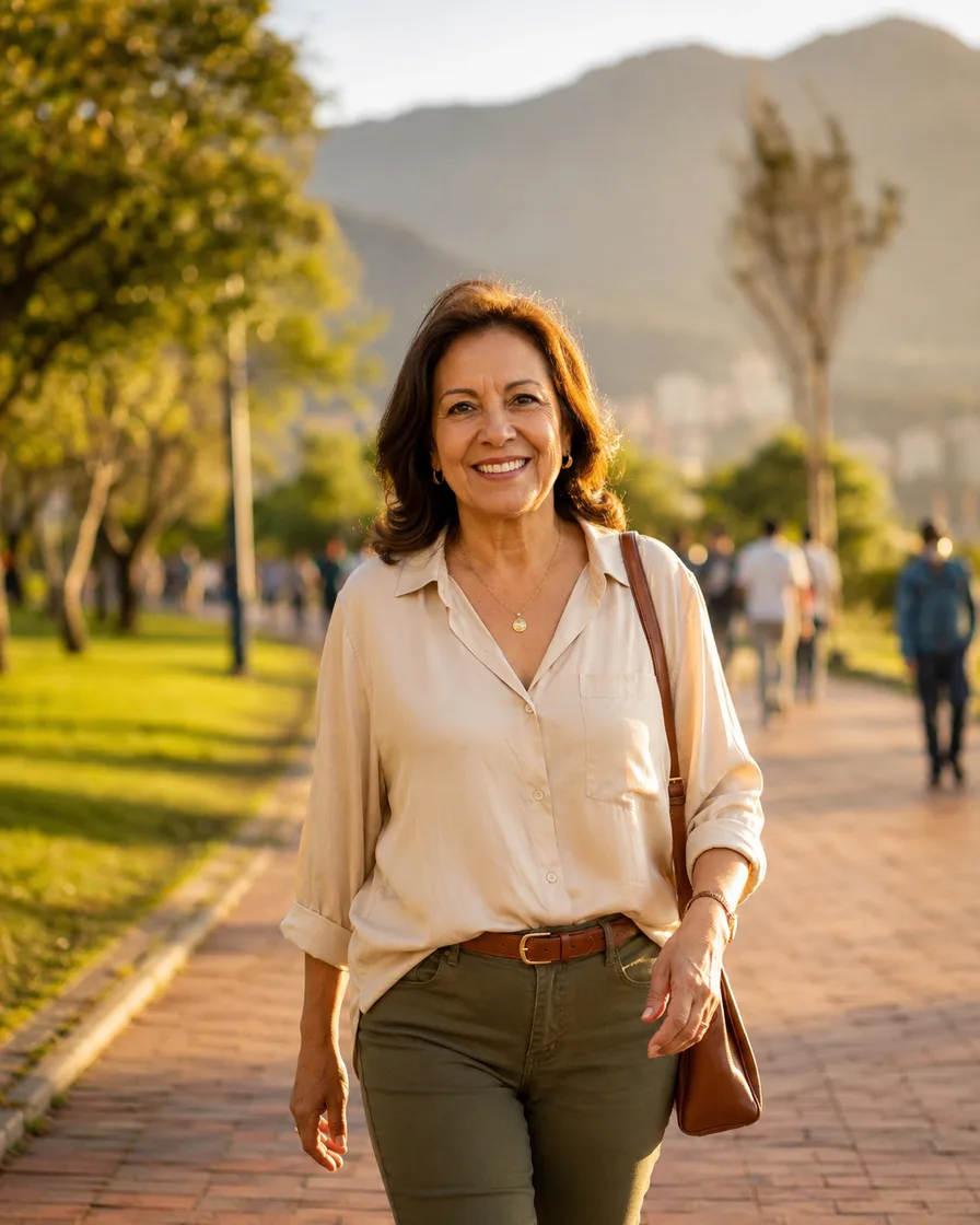 Mujer caminando con vitalidad